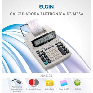 Calculadora de Impressão 12 Dígitos com Adaptador Branca - Elgin