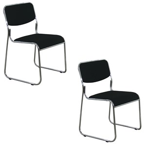 Conjunto de 2 Cadeiras Cromada Fixa C102P Preto - Best