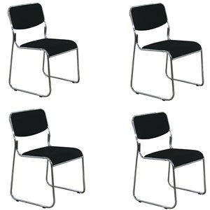 Conjunto de 4 Cadeiras Cromada Fixa C102P Preto - Best