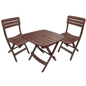 Conjunto de Mesa e 2 Cadeiras Plásticas Dobrável Marrom - Antares