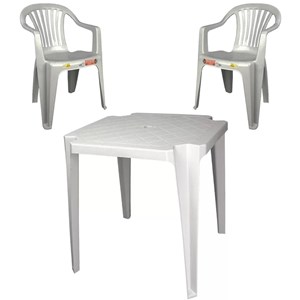Conjunto de Mesa Monobloco e 2 cadeiras poltrona Vinho - Antares