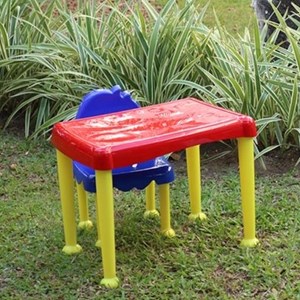 Conjunto Infantil Mesa e Cadeira Plastica Montaveis Monster Vermelha/Azul/Amarela Tramontina