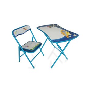Conjunto Mesa e Cadeira Infantil Espaço 2 Peças Azul - Antares