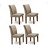 Conjunto Sala de Jantar Safira 1,20mts 4 Cadeiras Chocolate/Off White/Suede Cel Móveis