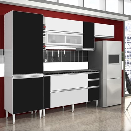 Cozinha  Compacta Ebano Branco - CHF Móveis