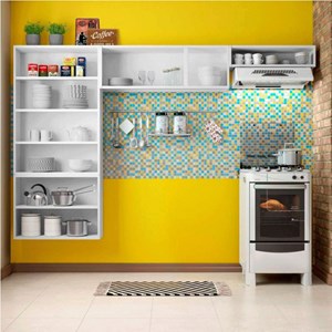Cozinha Compacta sem Balcão Com 2 Vidros 3 Peças Múltipla Branco - Bertolini