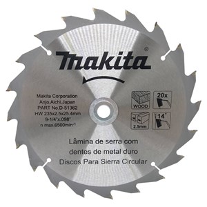 Disco de Serra Circular com 20 Dentes 235x25 4mm Makita