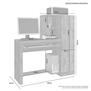 Escrivaninha mesa para computador Aroeira Candian Cacau - JCM Movelaria