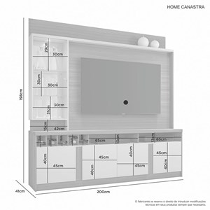 Estante Canastra Rovere/Off White para TV até 60 Polegadas - JCM Móveis