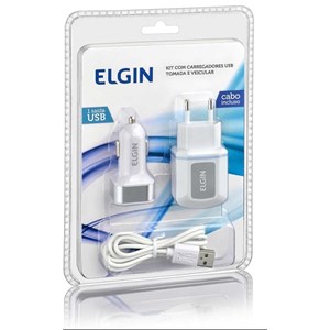 Kit de Carregadores c/USB Tomada Veicular  - Elgin