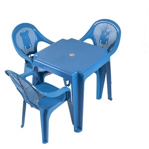 Mesa Infantil  Ursinho Com 03 Cadeiras Plásticas Várias Cores