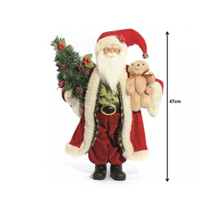 Papai Noel Casaco Luxo Moscou 47cm C/Mini Urso Pelúcia e Árvore - Magizi
