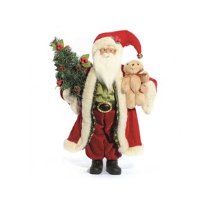 Papai Noel Casaco Luxo Moscou 47cm C/Mini Urso Pelúcia e Árvore - Magizi