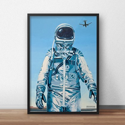 Quadro Decorativo Astronauta 50X70Cm Preto