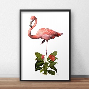 Quadro Decorativo Flamingo 30X40Cm Preto