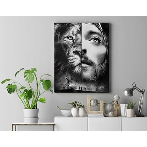Quadro Decorativo Jesus o Leão de Judá em Tecido Canvas 40x60