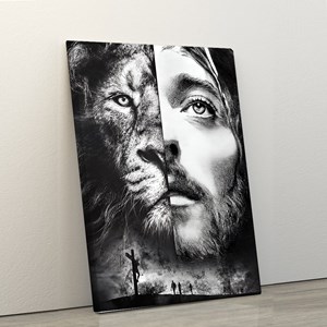Quadro Decorativo Jesus o Leão de Judá em Tecido Canvas 60x90