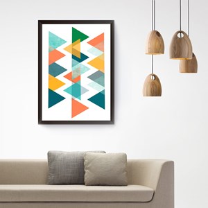 Quadro Decorativo Triângulos Coloridos 40X60Cm Branco