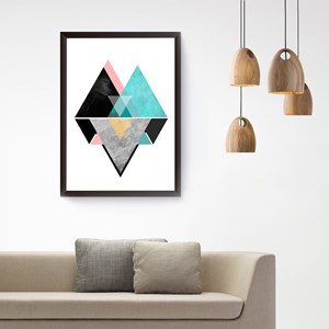 Quadro Decorativo Triângulos Escandinavo 20X30Cm Preto